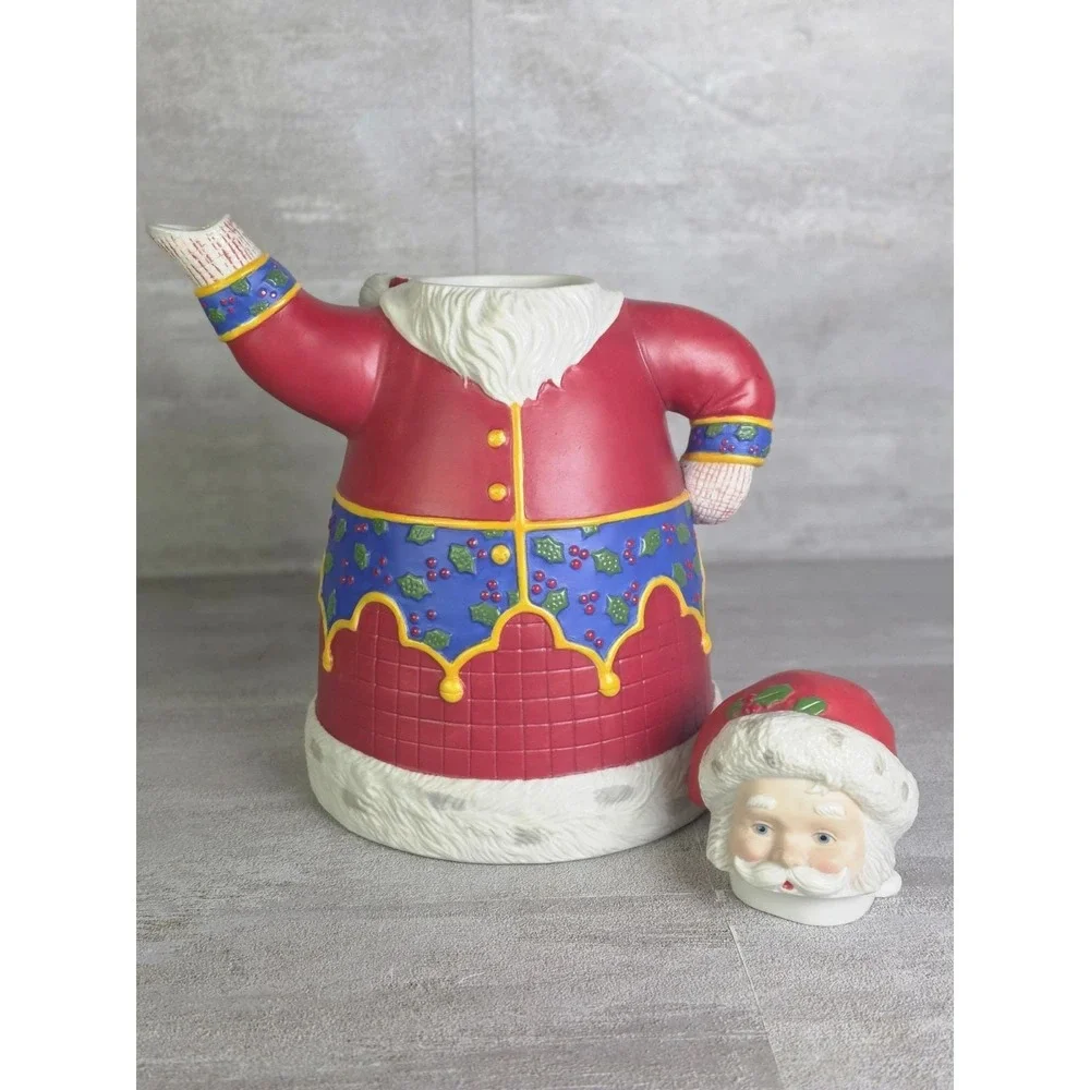 1990s Vintage HallmarkMary Engelbreit Santa Claus Teapot The Wonder Of Christmas
